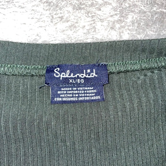 Splendid Olive Green‎ Ribbed Long Sleeve Top Womens XL/EG Casual Tee - Picture 2 of 8